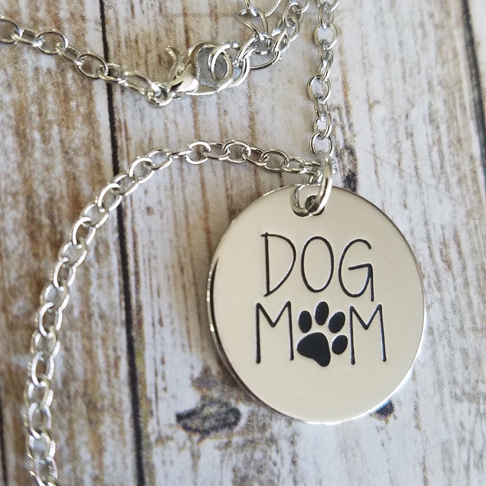 DOG MOM Stamped Necklace